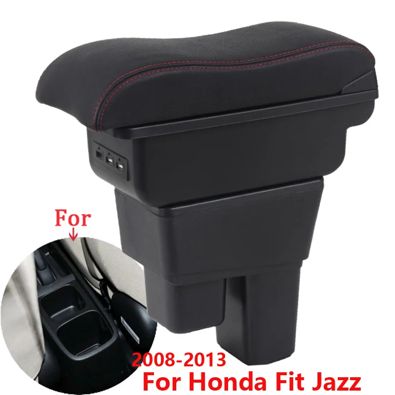 Для Honda Jazz Подлокотник Для Honda Fit Jazz 2 Автомобильный подлокотник Коробка 2008 2009 2010 2011 2012 2013 Коробка для хранения из кожи с изогнутой поверхностью