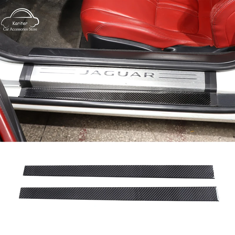 Для Jaguar F-TYPE 2013-2022 Наклейка на порог автомобиля из мягкого углеродного волокна, защитная крышка порога, Модифицирующие аксессуары
