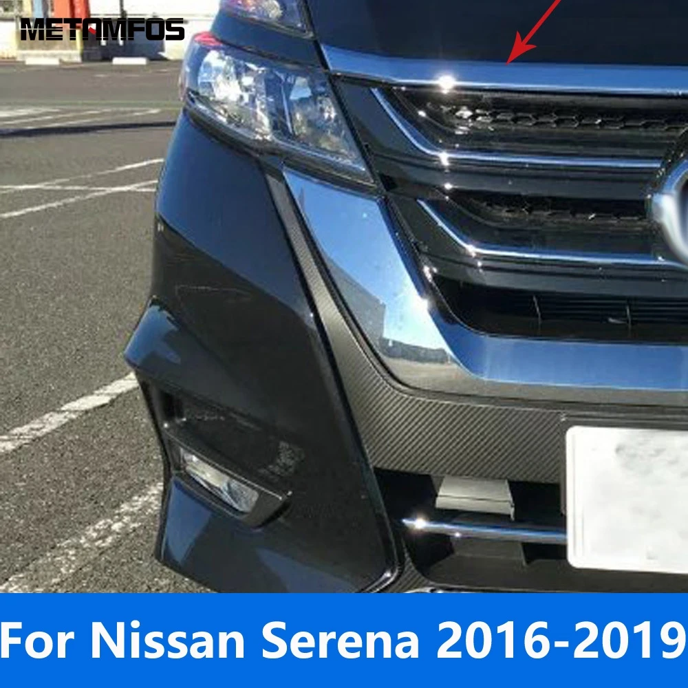 Для Nissan Serena 2016 2017 2018 2019 Хромированная отделка передней крышки капота двигателя, верхняя решетка, решетка для гриля, аксессуары для стайлинга автомобилей