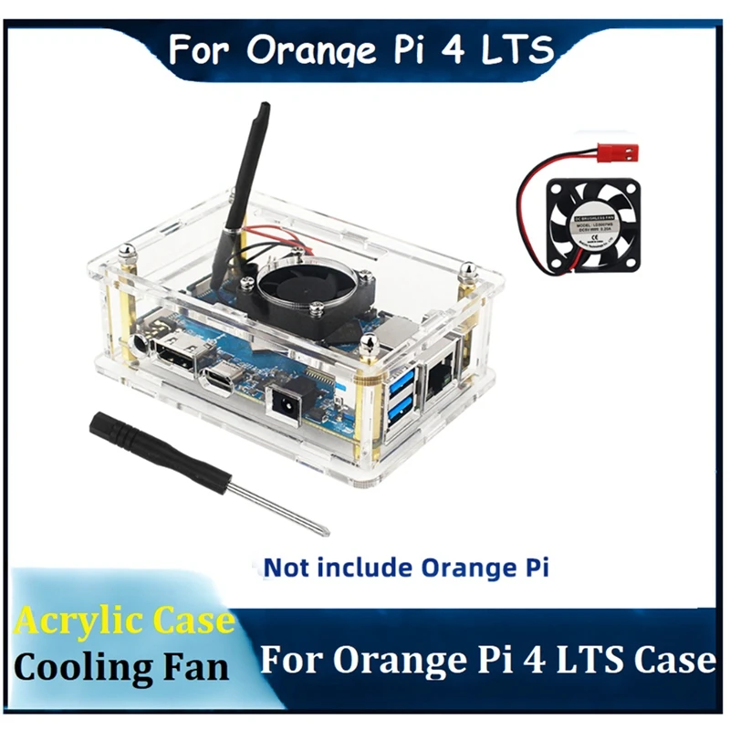 Для Orange Pi 4 LTS Акриловый Корпус Прозрачная Коробка С Вентиляторной Отверткой Для Orange Pi 4 LTS OPI 4LTS