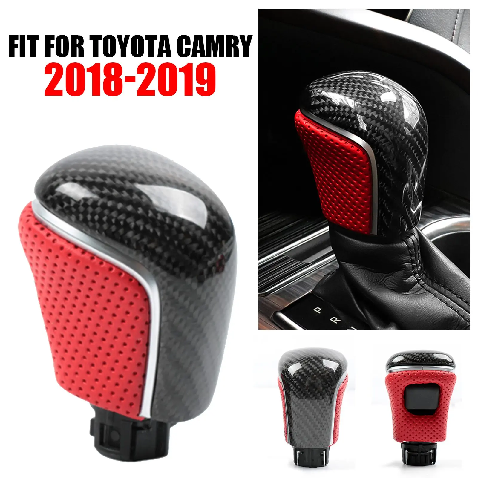 Для Toyota Camry 2018-2019, Красная Накладка для переключения передач автомобиля из настоящего Углеродного волокна, 1 шт.