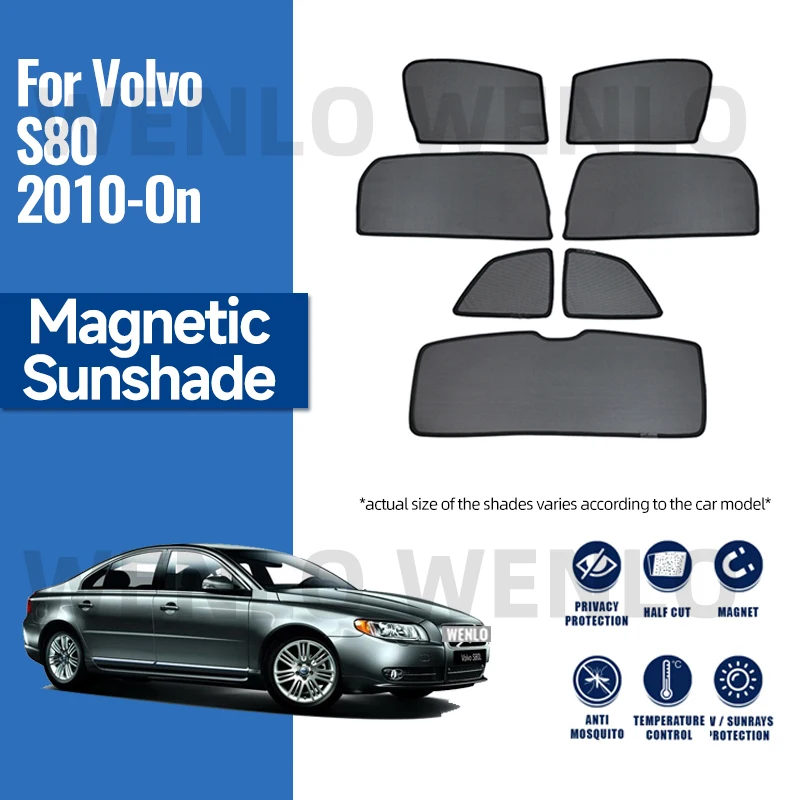 Для Volvo S80 S 80 2010-2023 Магнитный автомобильный Солнцезащитный козырек Рамка Переднего лобового стекла Шторка Солнцезащитный козырек заднего Бокового окна