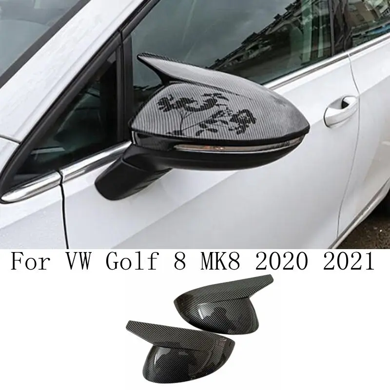 Для VW Golf 8 MK8 2020 2021 Крышки зеркал, Крышки Чехлов для зеркал заднего вида, Карбоновые Яркие Черные Чехлы