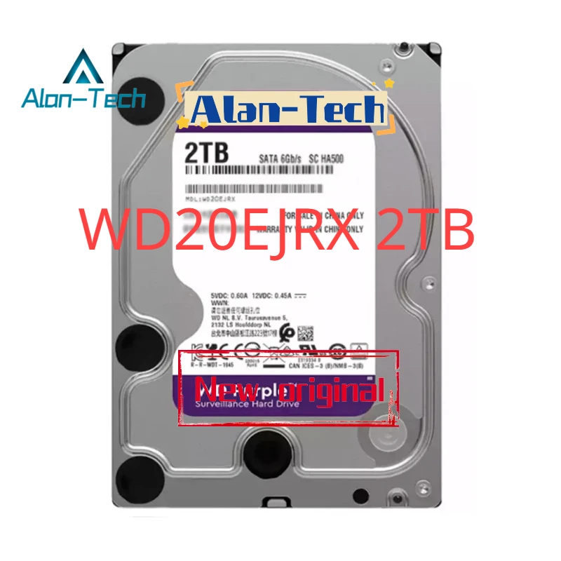 Для W-D20EJRX 2 ТБ Коробка Фиолетовый диск 3,5 Дюймов 2 ТБ Настольный жесткий диск для мониторинга NAS