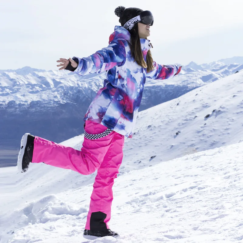 Женская лыжная куртка, сноубордические брюки, зимняя уличная ветрозащитная Водонепроницаемая теплая снежная куртка, Женские высококачественные сноубордические брюки