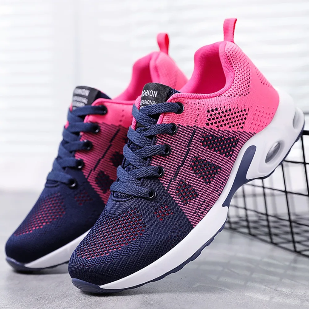 Женская спортивная обувь для бега и фитнеса, Амортизирующая обувь для тренировок, Весенне-осенние повседневные кроссовки на шнуровке с мягкой подошвой