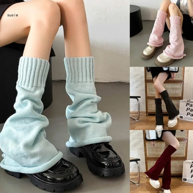 Женские вязаные гетры X7YA, Однотонные носки Свободного Кроя в стиле Лолиты, Студенческие носки Jk