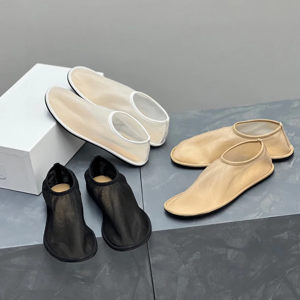 женские тонкие туфли из сетчатого материала, полупрозрачные удобные сказочные туфли на плоской подошве, универсальные дышащие простые бабушкины туфли