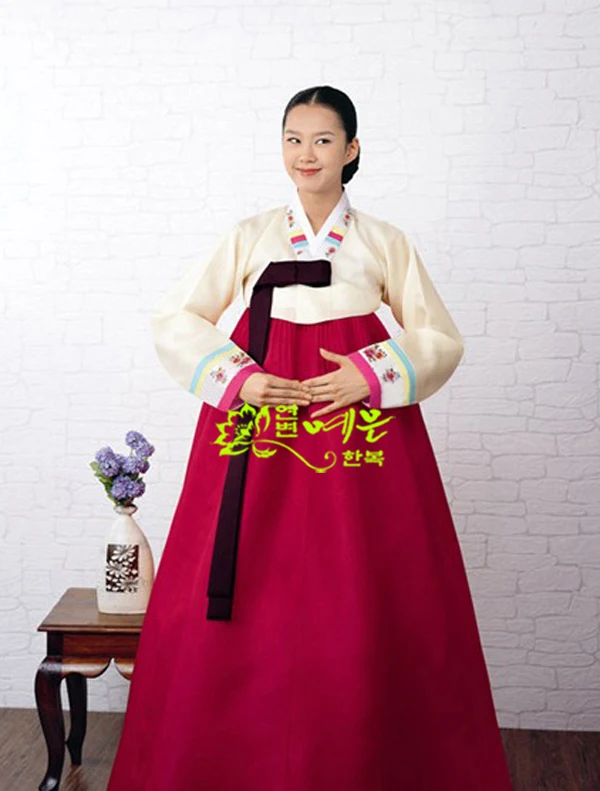 Женский Ханбок Корейский Оригинальный Импортный Ткань Корейский национальный костюм Невесты Ханбок Рукав в цветную полоску Ханбок