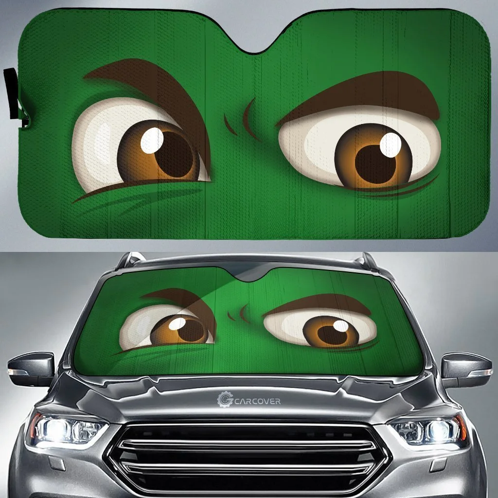 Забавный 3D Принт Зеленых Глаз Протектор Интерьера Автомобиля Универсальный Солнцезащитный Козырек на Лобовое Стекло Автомобиля для Автомобиля Складной Теплоотражатель Автомобильный Солнцезащитный Козырек