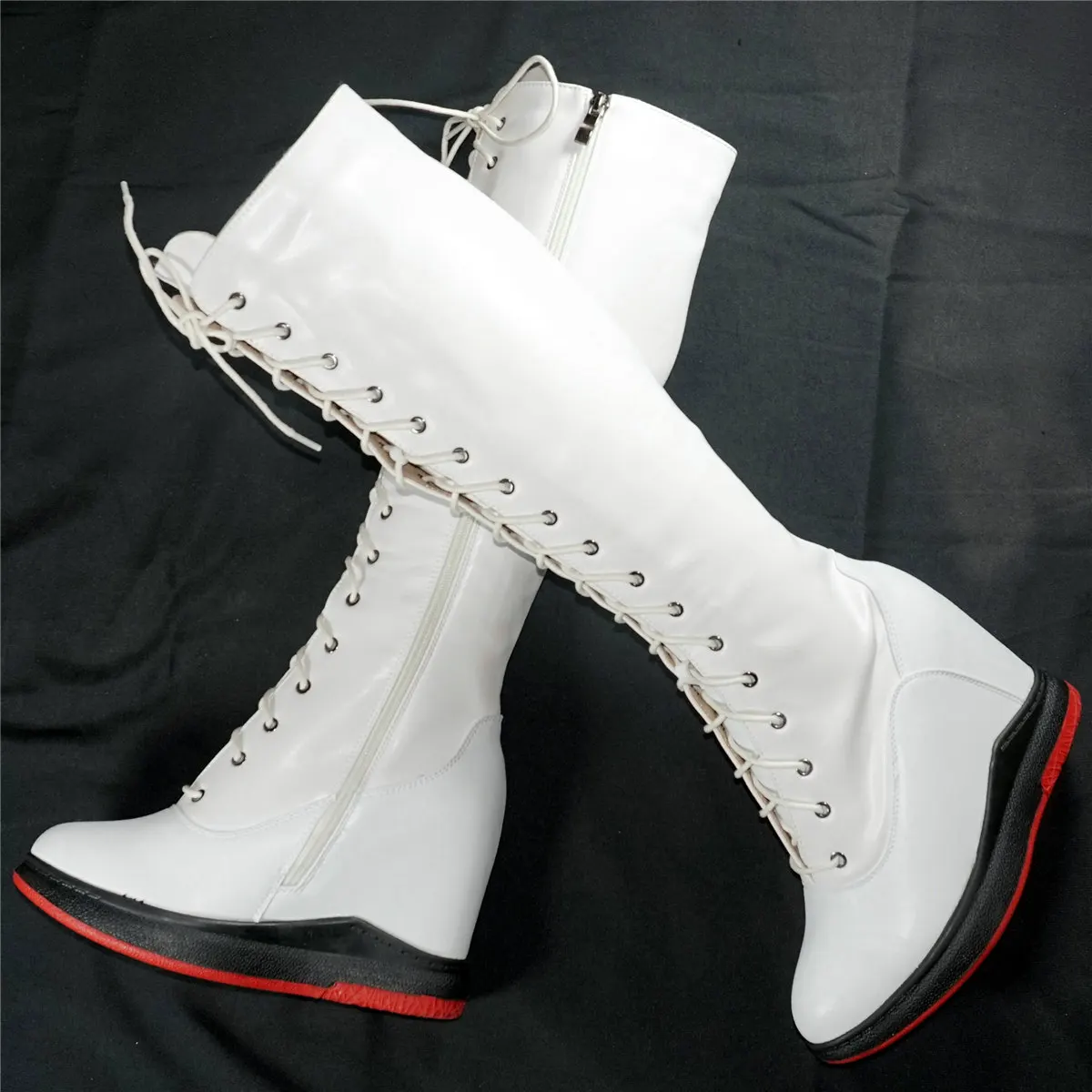 Зимние модные кроссовки, женские мотоциклетные ботинки из коровьей кожи на очень высоком каблуке со шнуровкой, Женские туфли-лодочки на платформе с круглым носком, Повседневная обувь