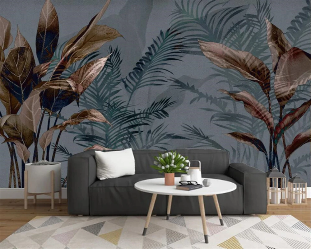 Изготовленное на заказ модное растение с ручной росписью в тропическом лесу, банановый лист, обои для гостиной, украшение спальни, 3d настенная роспись