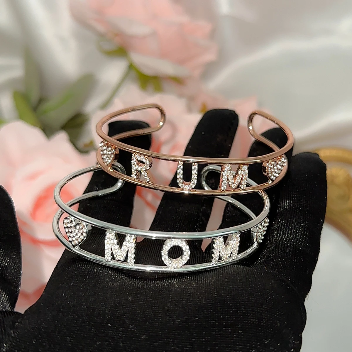 Индивидуальный Браслет с буквами из Циркона Для женщин, Персонализированные Хрустальные браслеты с Пользовательским именем, Блестящие браслеты-манжеты с воспоминаниями, ювелирные подарки