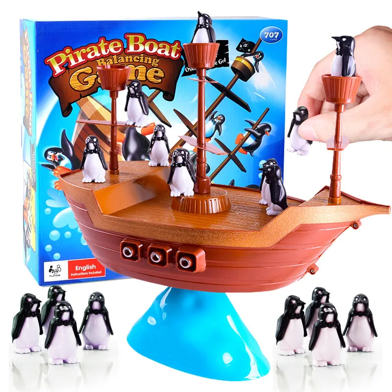 Интерактивная детская Развивающая игрушка, Настольная Пиратская лодка, головоломка, настольная игра с балансирующим кораблем-пингвином, идеальный подарок для детей