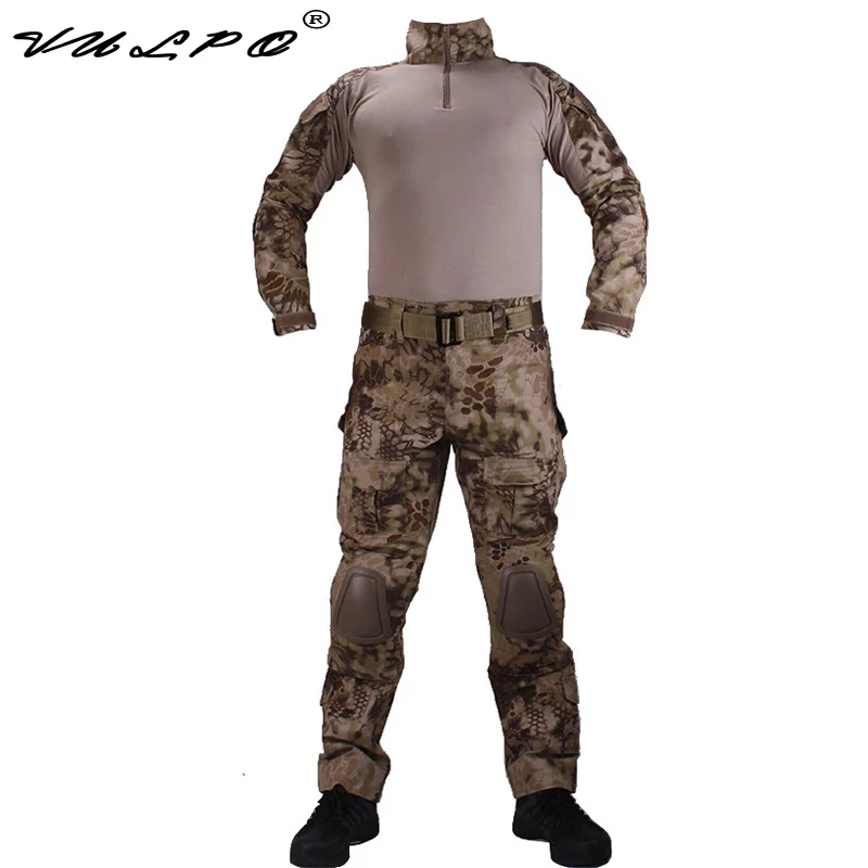 Камуфляжная боевая форма VULPO BDU Highlander, рубашка/налокотники/наколенники для военной игры, униформа для косплея, маскировочный костюм