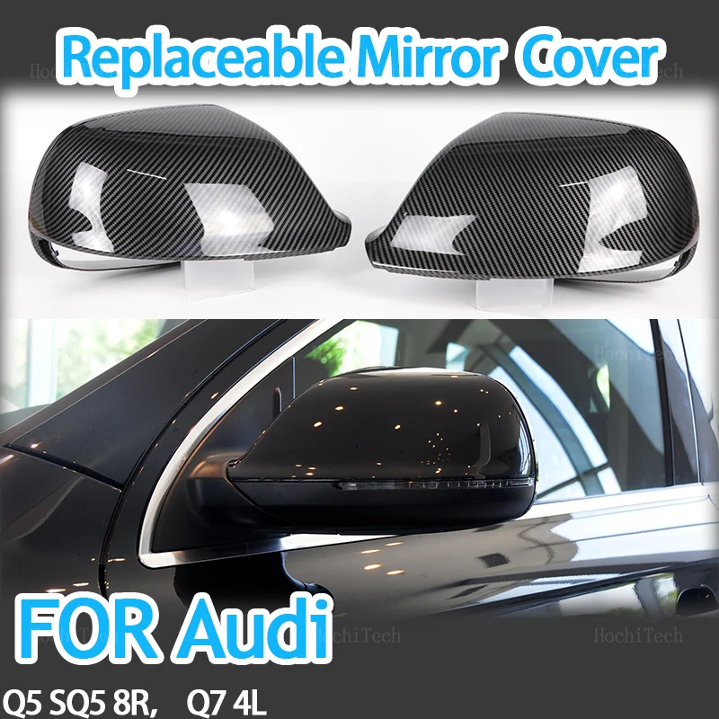 Карбоновые Глянцевые Черные Сменные Крышки Боковых Зеркал заднего Вида Для Audi Q5 SQ5 08-17, 8R Q7 4L 10-15