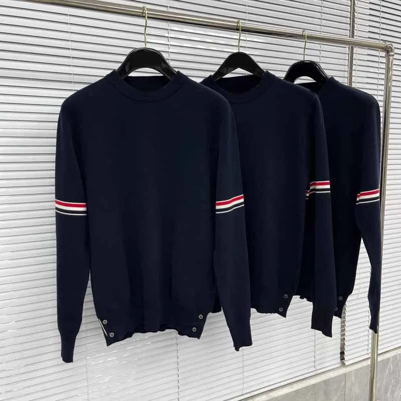 Кардиган TB THOM, модный вязаный свитер в полоску с рукавами RWB в корейском стиле, Повседневные деловые Теплые зимние мужские свитера
