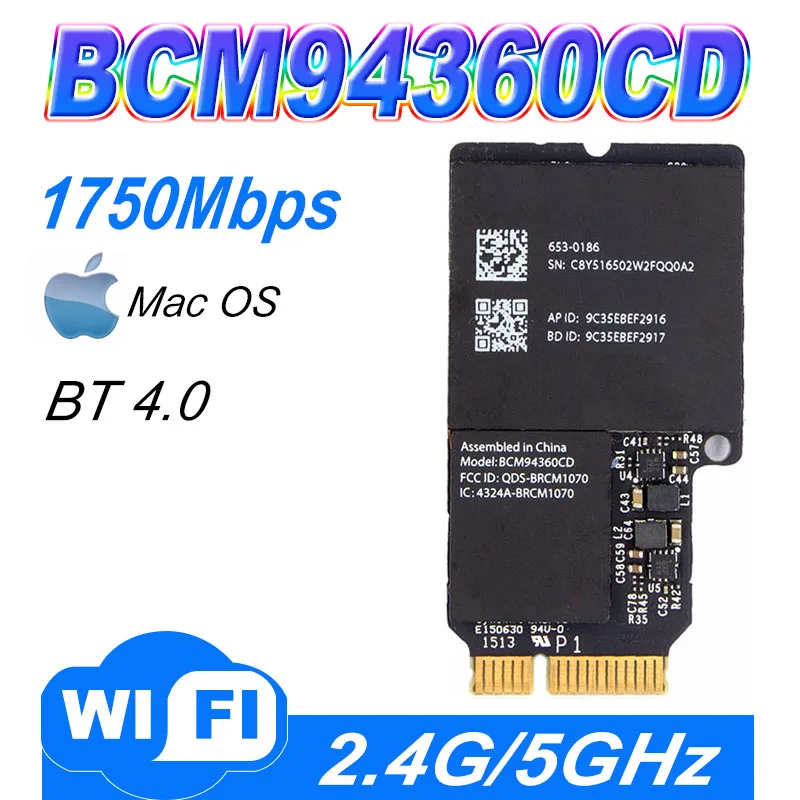 Карта Broadcom BCM94360CD 802.11ac mini PCI-E WiFi WLAN Bluetooth 4.0 1300 Мбит/с 4360CD