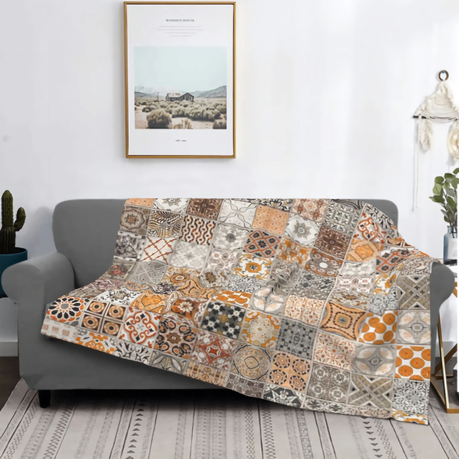 Керамическая плитка с узорами от Blanket Одеяло в Португальском стиле, Супер Мягкое Уютное Плюшевое Пушистое одеяло из микрофибры, Легкое Теплое
