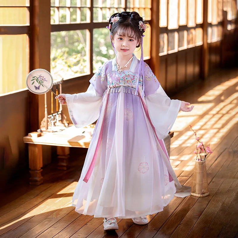 Китайский традиционный Ханфу для маленьких девочек, Восточная фея, Косплей, Сценический танцевальный халат, Древнекитайский костюм Ребенка