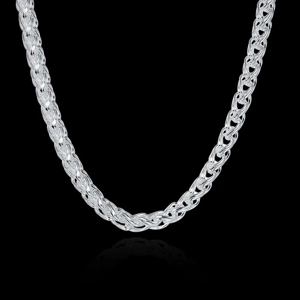 Классические ожерелья из стерлингового серебра 925 пробы, ювелирные изделия 20 Дюймов, Изысканный Простой витой круг, модное мужское ожерелье, Рождественские подарки
