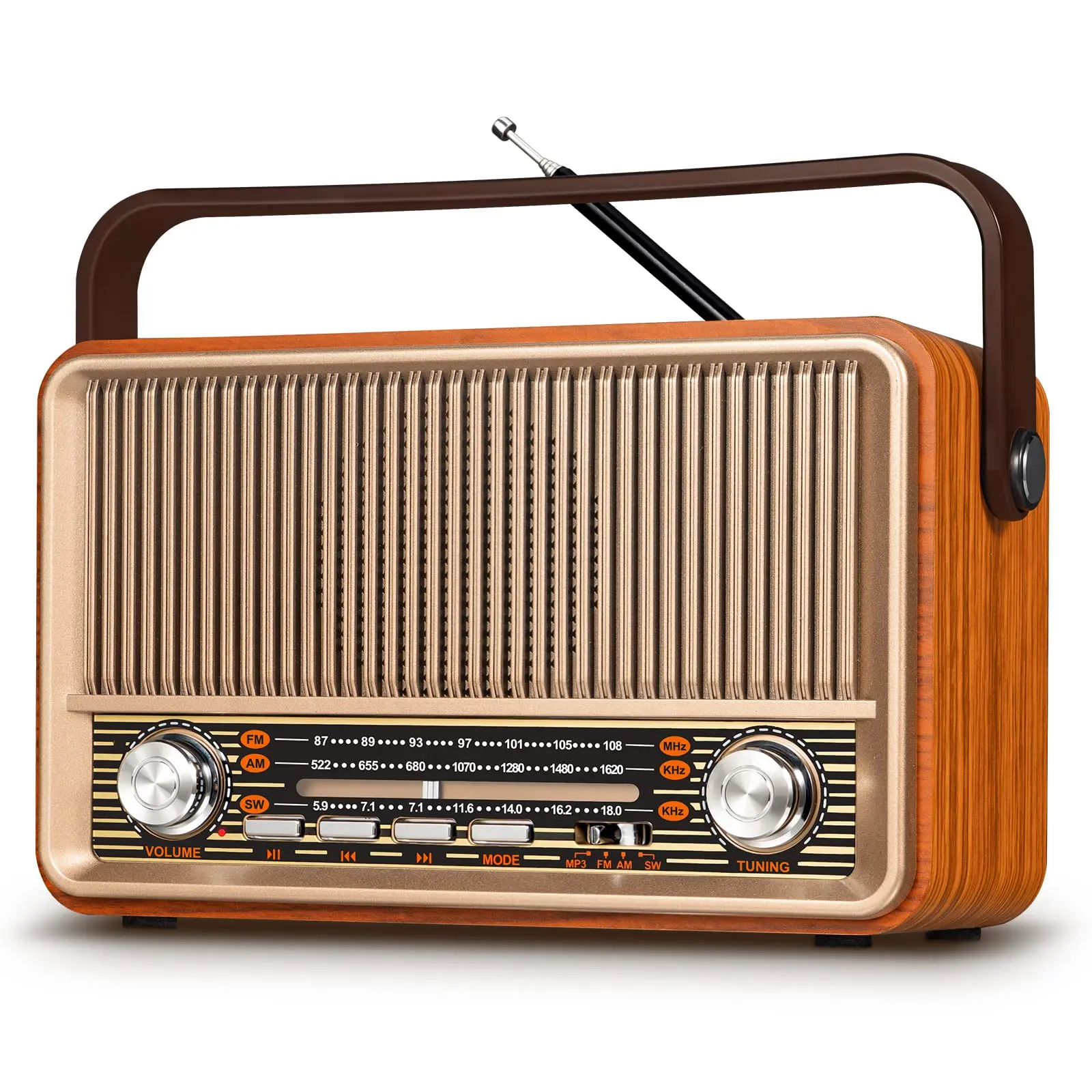 Классический Винтажный Ретро AM/FM/SW Радио MP3 Портативный Стерео Bluetooth 5,0 Динамик Деревянные Радиостанции Бумбокс 1800 мАч Аккумуляторная Батарея