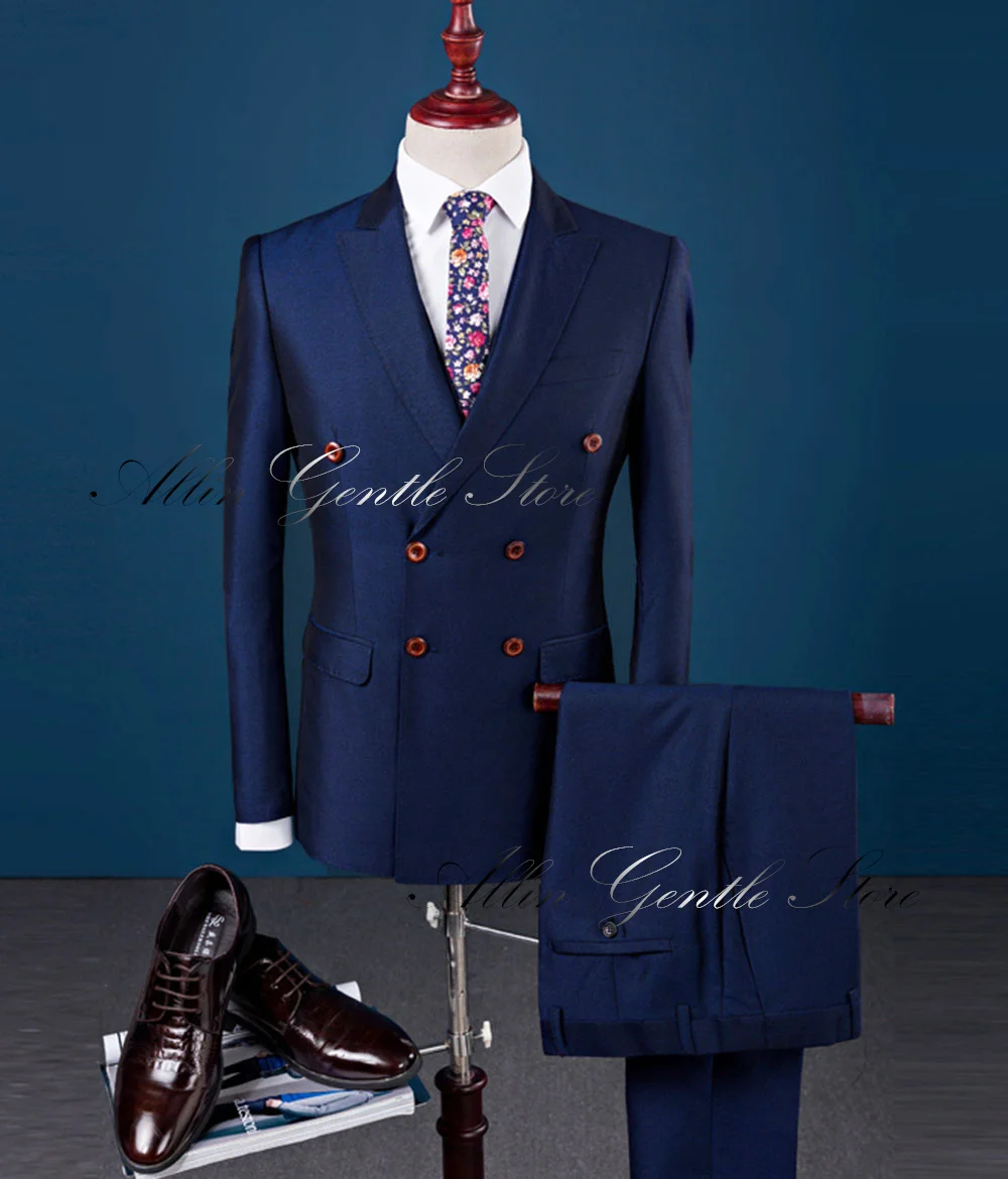 Классическое вечернее деловое мужское платье, 2 предмета, сшитый на заказ двубортный пиджак с брюками, брючные костюмы для джентльменов