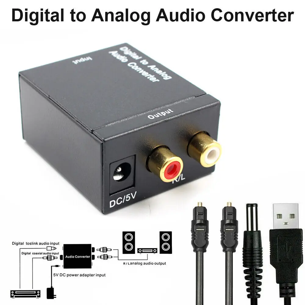 Коаксиальный или Toslink Цифровой аудио Оптический коаксиально-аналоговый аудио конвертер RCA L/R Адаптер для ноутбука