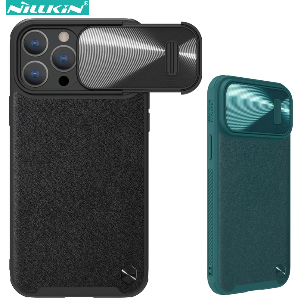 Кожаный чехол Nillkin CamShield для iPhone 14 Pro Max, Защитная задняя крышка телефона из ТПУ + ПК для камеры для iPhone 14 Plus