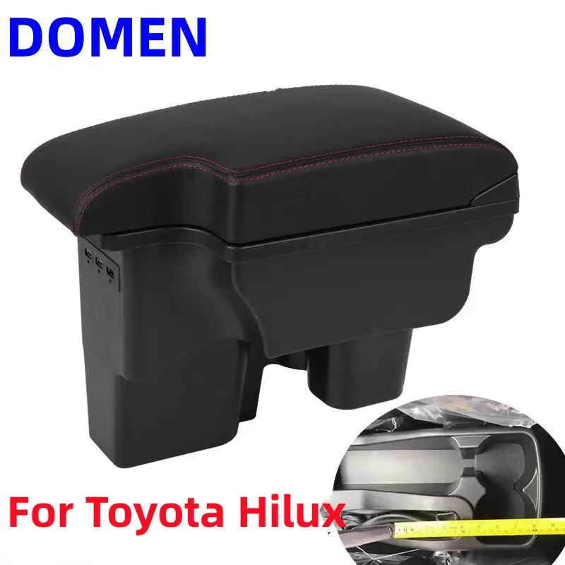 Коробка для подлокотников Toyota Hilux Двухслойная с интерфейсом 3usb Комфортное хранение Черный Кожаный автомобильный стайлинг с интерфейсом USB