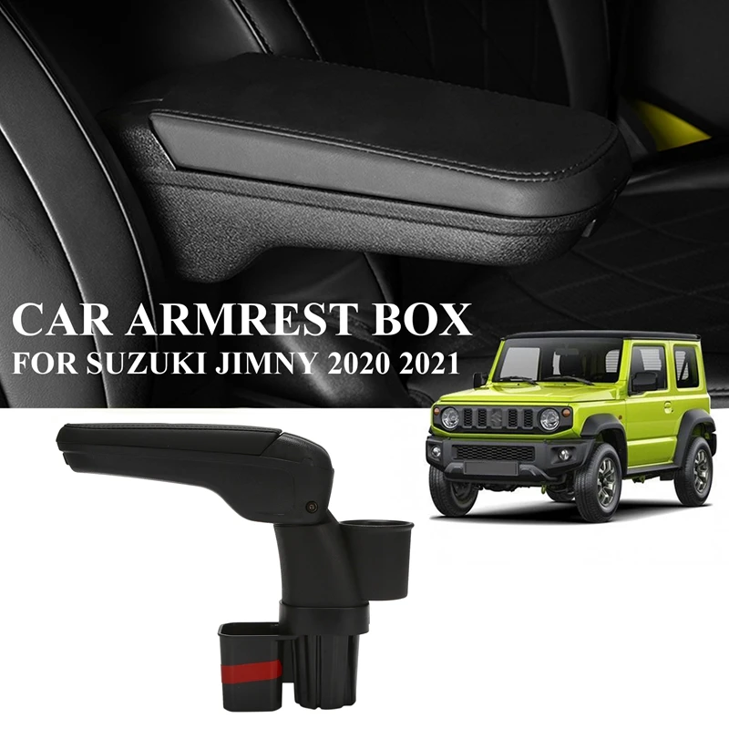 Коробка для хранения автомобиля, Центральный Подлокотник из Искусственной кожи, Коробка для Suzuki Jimny JB64W JB74W 2020 2021, Аксессуары для интерьера