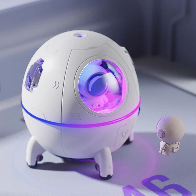 Космическая капсула USB мини-увлажнитель воздуха с красочным светом, кукла астронавт, ароматический домашний диффузор для спальни, туманообразователь