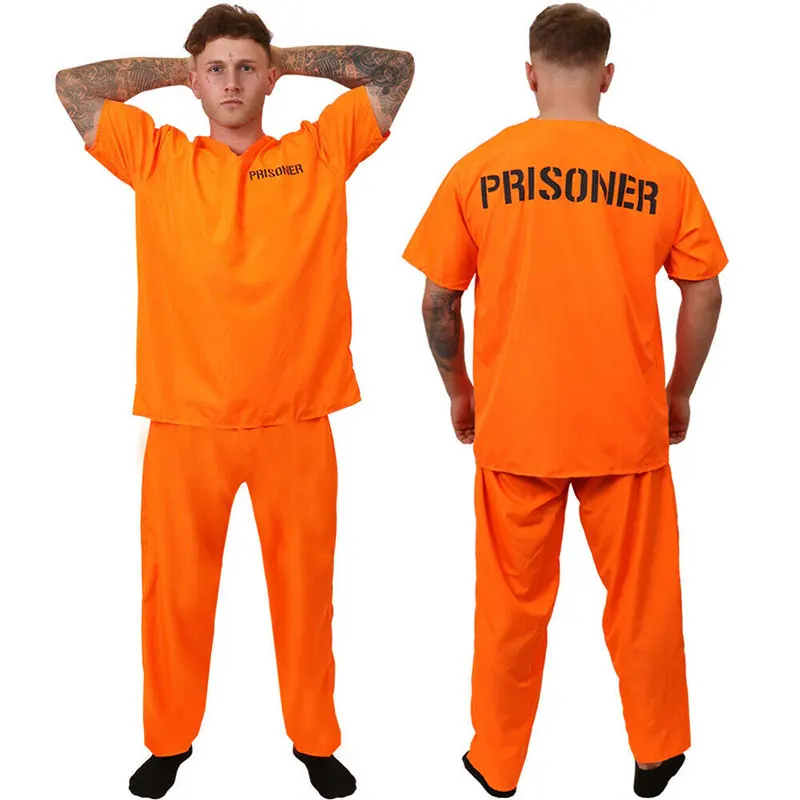 Костюм заключенного Для взрослых, Брюки, Оранжевый комбинезон заключенного, наряд тюремной птицы, Оранжевый костюм заключенного на Хэллоуин, Мужские Карнавальные тюремные костюмы