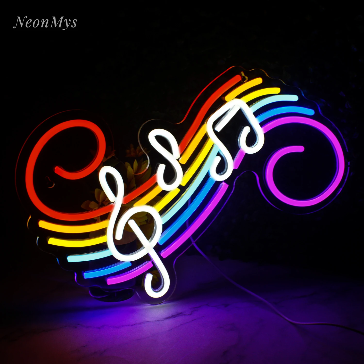 Красочный Музыкальный поток Неоновая Вывеска Музыкальные ноты Неоновый дизайн В форме Света 42*27 см Поддержка Пользовательских настроек