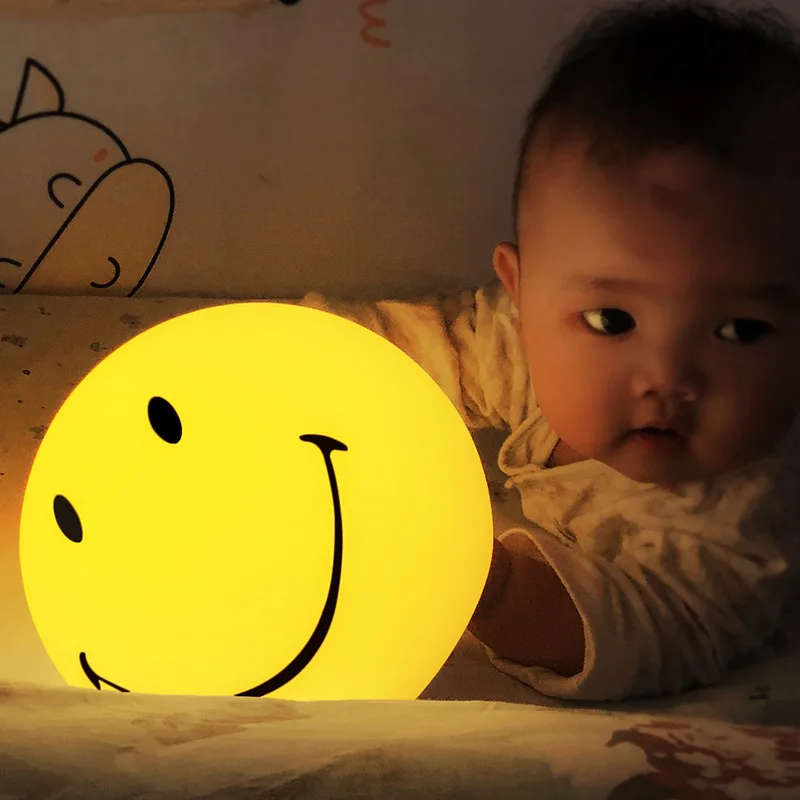 Креативная лампа с улыбающимся лицом, Детский ночник для сна, Прикроватное украшение для спальни, Лампа для кормления с дистанционным управлением