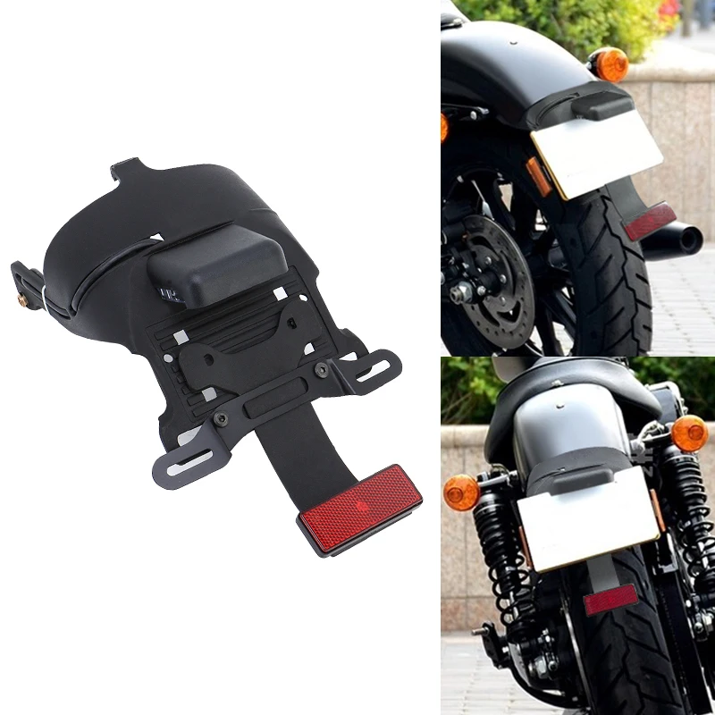 Крепление заднего крыла мотоцикла, номерной знак, светодиодный светильник, красный объектив, подходит для Harley Sportster XL1200 XL883 2004-up