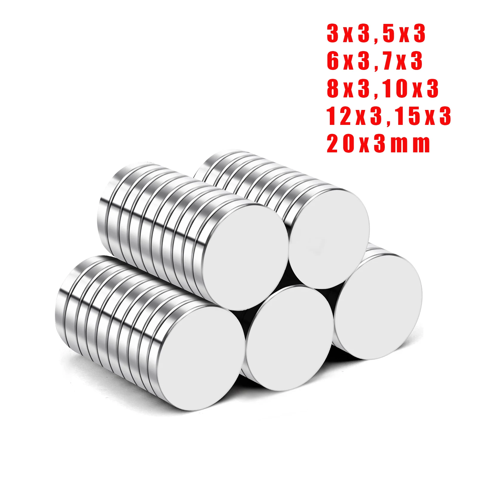 Круглый магнит 3x3, 5x3, 6x3, 7x3, 8x3, 10x3, 12x3, 15x3, 20x3 мм Неодимовый N38 Постоянный NdFeB Супер сильный Мощный магнитный диск imane