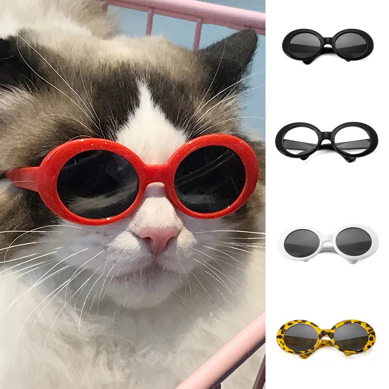 Крутые кошачьи солнцезащитные очки для маленьких собак, Модные очки для глаз, Круглые солнцезащитные очки для щенков, Реквизит для фотосъемки, Аксессуары для домашних животных