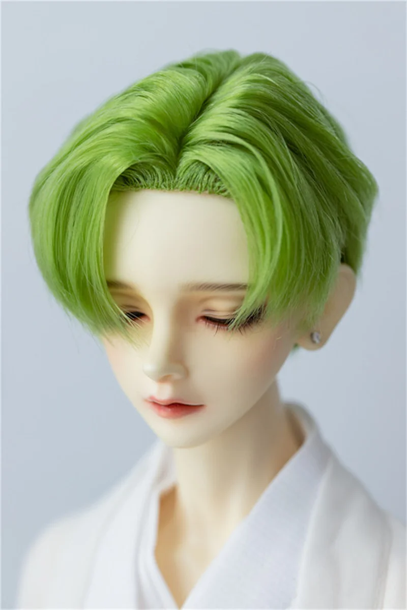 Кукольный парик BJD для размера 1/4 1/3 дяди, новый ручной крючок, молочный шелк, частичная укладка коротких волос, мужской зеленый, красный, серебристый, черный