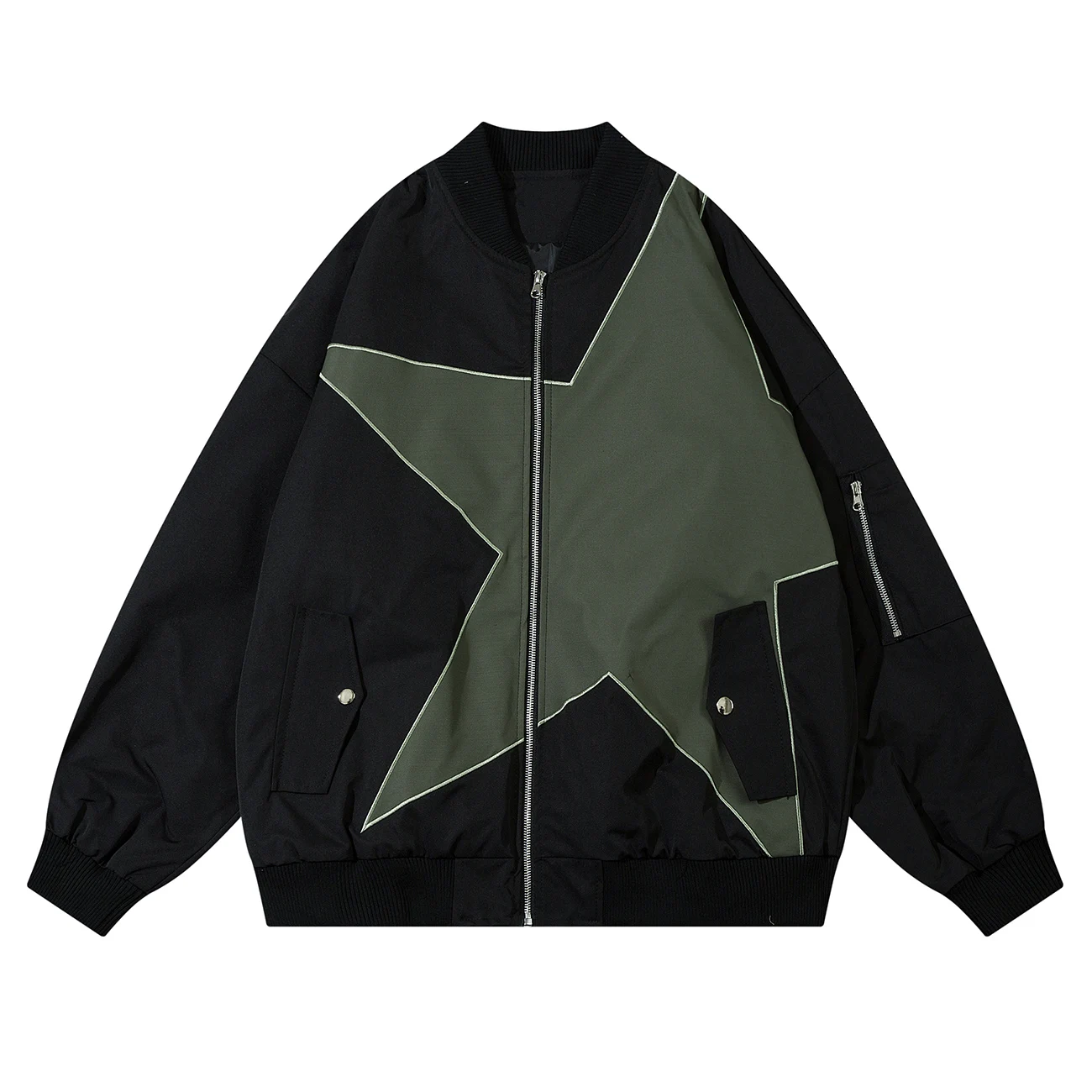 Куртка на молнии с кружевной вышивкой в виде звезды, 2023, Новый дизайн, Тонкая куртка, Весенне-Осеннее пальто, Мужская Женская Уличная Винтажная повседневная куртка