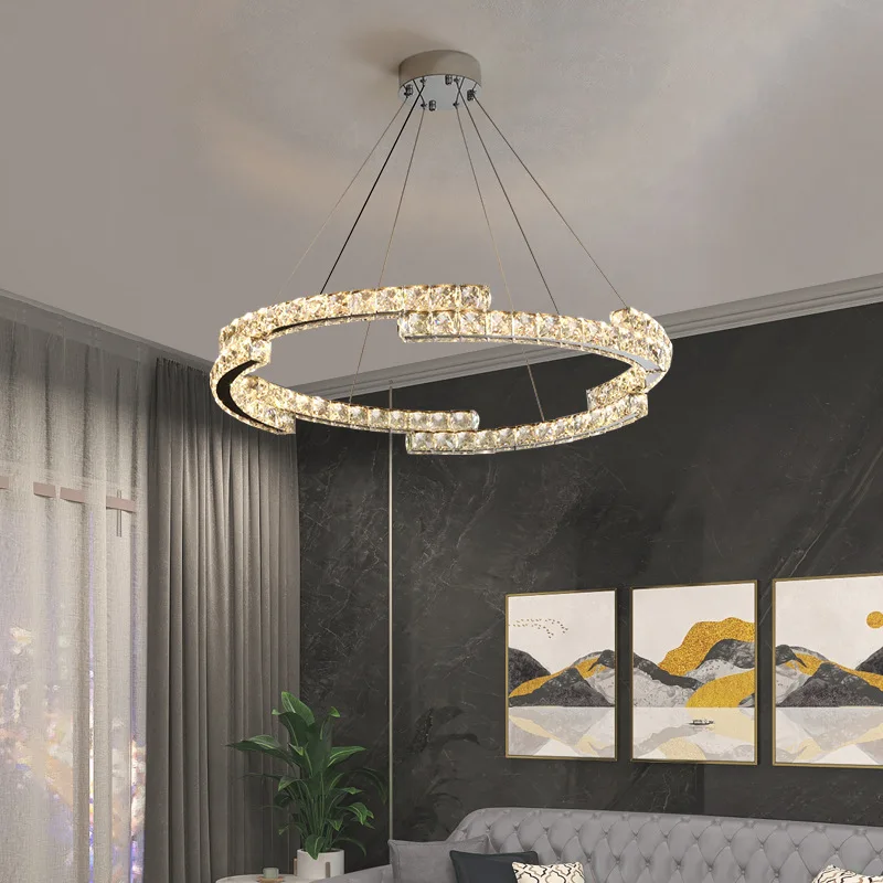 Легкая роскошная хрустальная люстра, светильник для гостиной, простой потолочный светильник для спальни, люстра для столовой, отель, вилла, хрустальная лампа