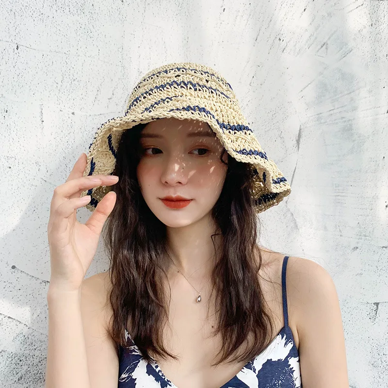 Летние соломенные шляпы для женщин, Складной солнцезащитный козырек Gorro 2022, Панама с отверстиями, Пляжные кепки, Модная Элегантная кепка