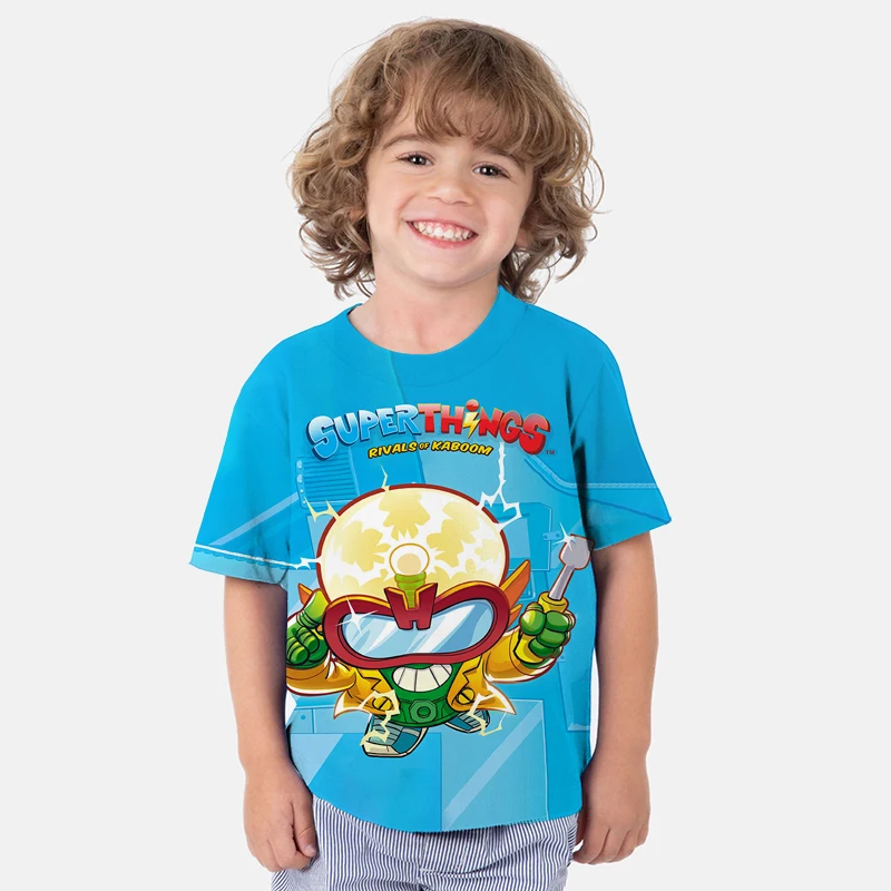 Летняя Детская футболка Super Zings Series 7, Детские футболки Superthings 3D Для мальчиков и Девочек, подростковая футболка с рисунком Аниме, футболки для малышей