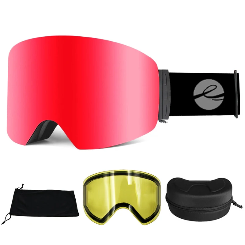 Лыжные очки LOCLE OTG, Женские Цилиндрические Мужские Лыжные очки, Безрамная Двухслойная маска для сноуборда с защитой от запотевания UV400