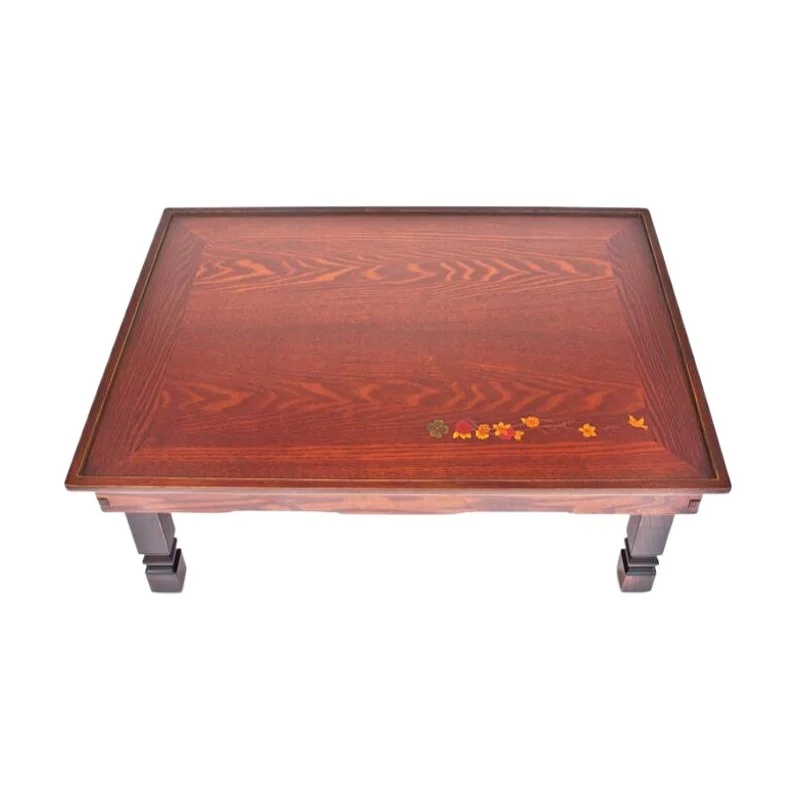 Маленький прямоугольный Корейский стол с откидной ножкой, Чайный столик в гостиной, Традиционный стиль азиатской антикварной мебели, Низкий обеденный деревянный стол