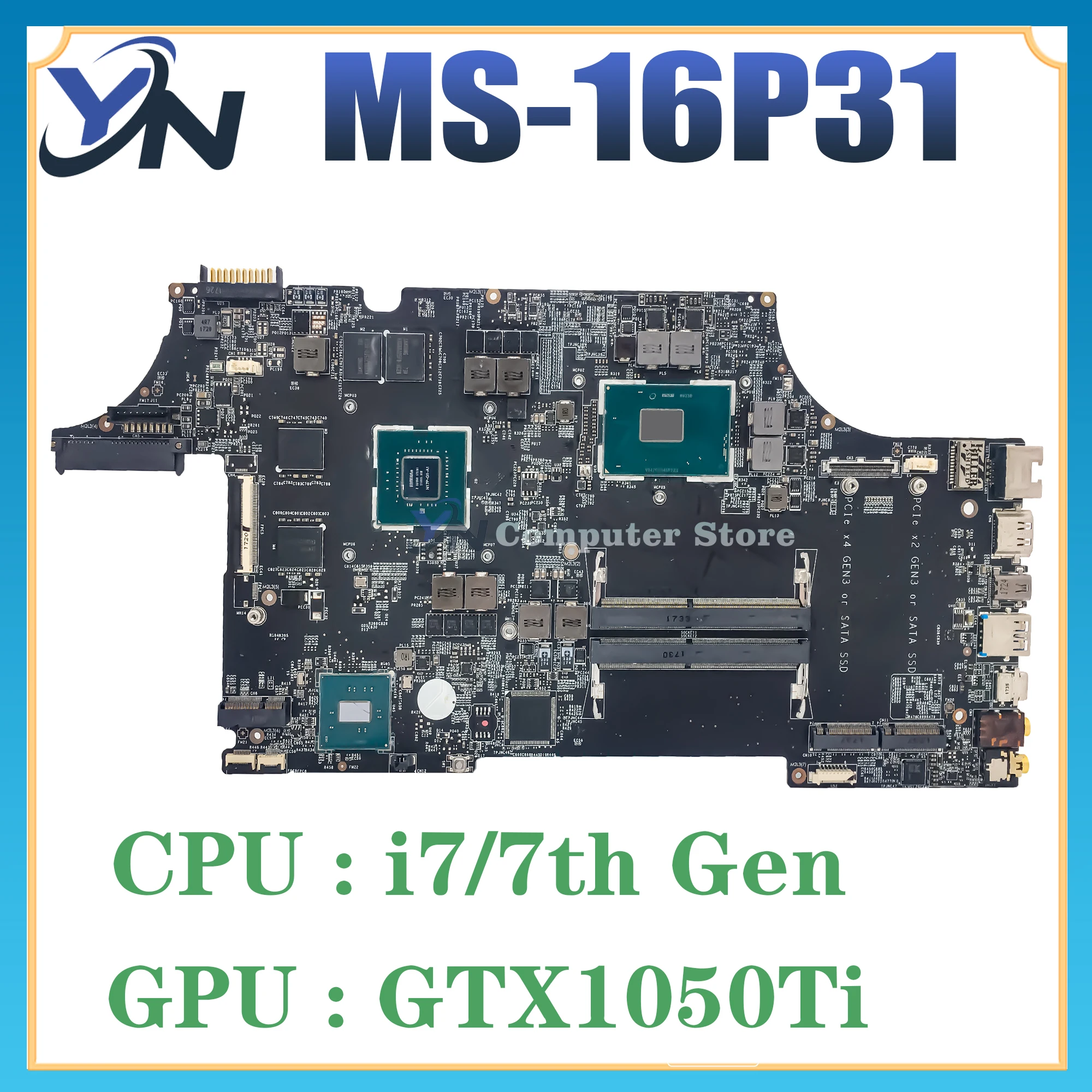 Материнская плата MS-16P31 для ноутбука MSI GE73 GE73VR GE63 GE63V MS-16P3 с графическим процессором i7-7th поколения и GTX1050 Ti 100% Тест В порядке