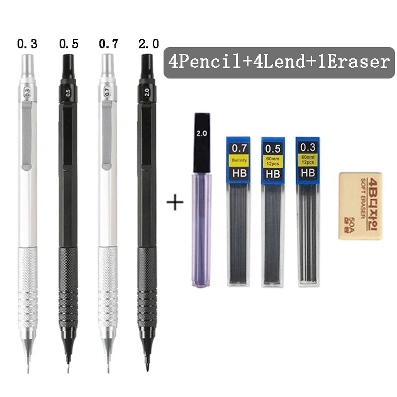 Механический карандаш M & G с низким центром тяжести 0.3/0.5/0.7/2.0 мм Грифели, Черный, Серебристый Цвет, Художественная ручка для Рисования, Школьные Офисные Канцелярские принадлежности