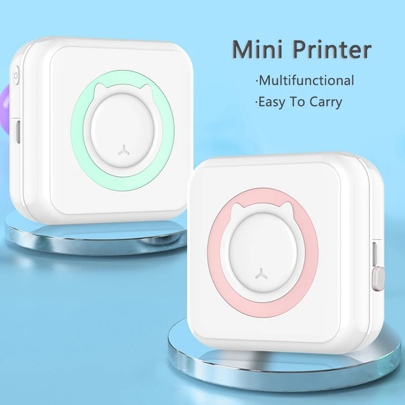 Мини-карманный принтер Беспроводной Bluetooth, принтер мгновенных фото-этикеток с высококачественной термобумагой для мобильного телефона и ноутбука