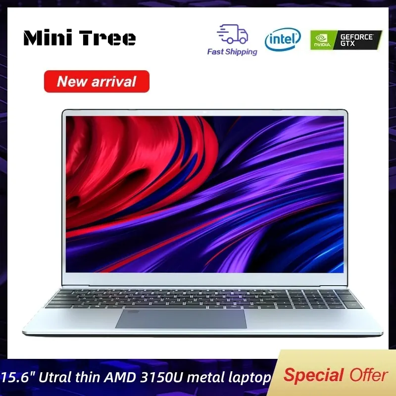 Мини-Ультрабук Tree 15,6-Дюймовый IPS Ноутбук AMD Athlon Gold 3150U С Графикой Radeon Игровой Металлический Ноутбук Windows 10 Pro 4K HD