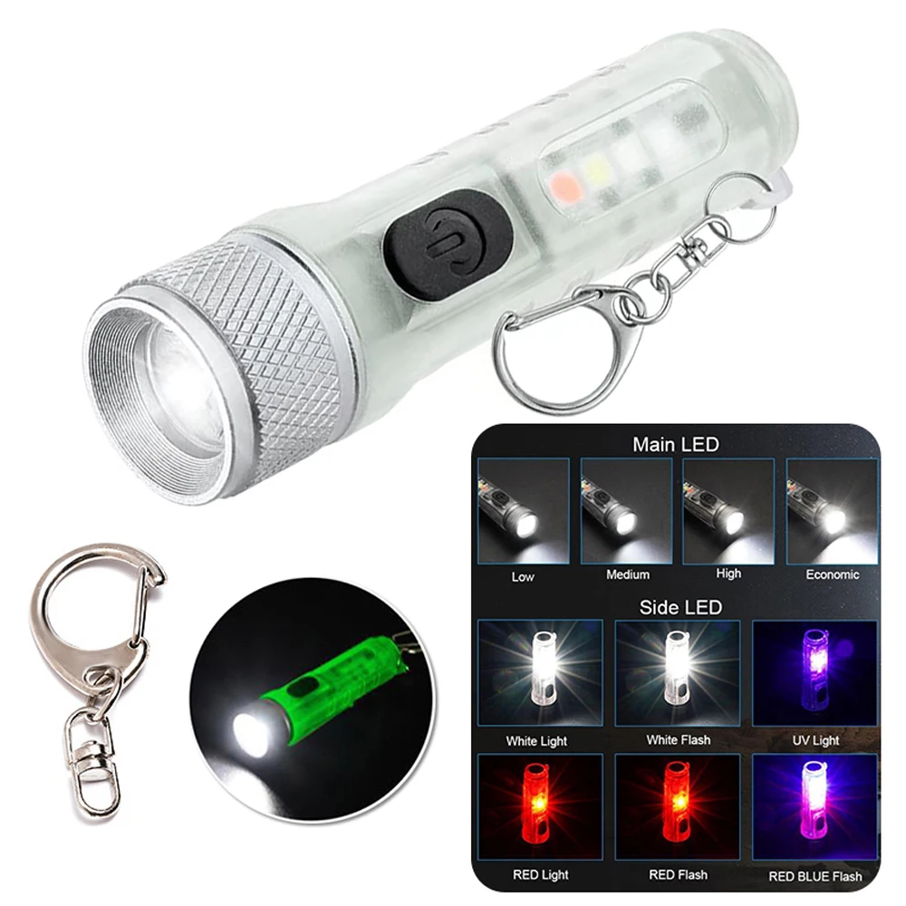 Мини-фонарик светодиодный Перезаряжаемый Брелок-фонарик Портативный Магнитный USB-фонарик Для зарядки, мощный кемпинговый фонарь дальнего действия